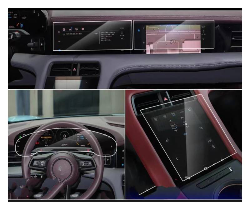 GPS Displayschutzfolie Auto-LCD-GPS-Navigation Aus Gehärtetem Glas Und Armaturenbrett-Bildschirmschutzfolie Für Für Taycan 2020–2022 Navigation Schutzfolie(4 Stück) von MESKEL