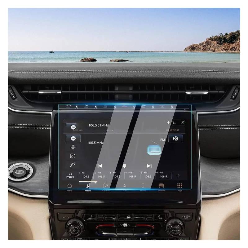GPS Displayschutzfolie Auto Navigation Screen Protector Gehärtetem Glas Film Für Jeep Für Grand Für Cherokee L 2021 2022 2023 Innen Zubehör Navigation Schutzfolie von MESKEL