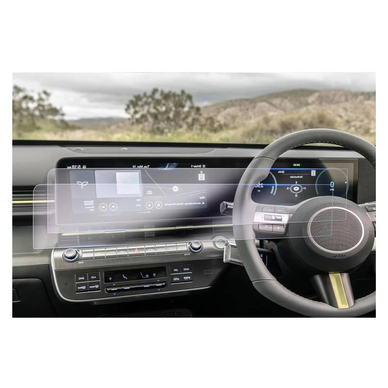 GPS Displayschutzfolie Auto-Navigation & LCD-Instrument Nano-Displayschutz Für Hyundai Für Kona SX2 2023 2024 Auto-Zubehör Navigation Schutzfolie(Right Hand Drive) von MESKEL