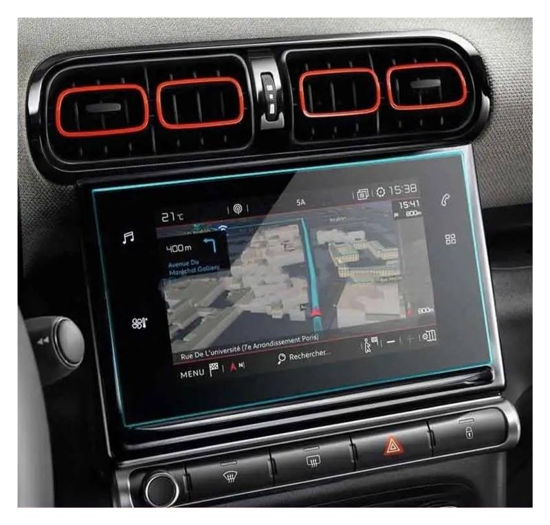 GPS Displayschutzfolie Auto Radio GPS Navigation Gehärtetem Glas Screen Protector Film Für Citroen Für C3 Für AIRCROSS 2021 Innen Zubehör Navigation Schutzfolie(200x120mm) von MESKEL