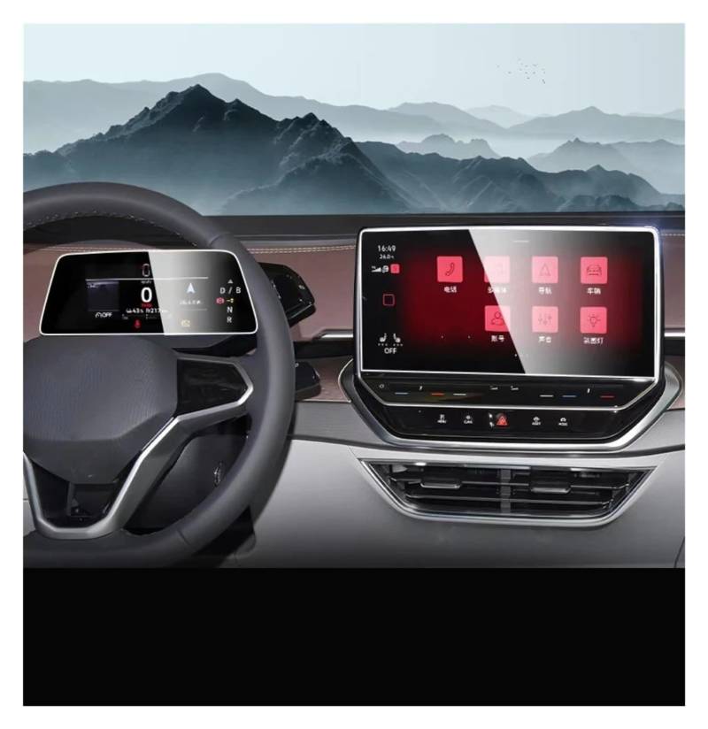 GPS Displayschutzfolie Displayschutzfolie Aus Gehärtetem Glas Für VW ID.6 ID6 Infotainment GPS-Navigationsdisplay Und Instrumentenschutzaufkleber Navigation Schutzfolie(Instrument and GPS) von MESKEL