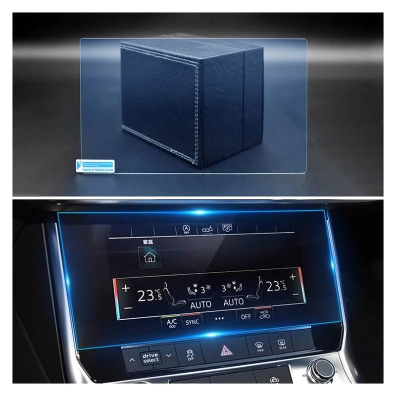 GPS Displayschutzfolie Für A6 C8 Für A7 2019 2020 2021 2022 Gehärtetes Glas Auto Navigation Screen Protector Film Instrument Panel Aufkleber Zubehör Navigation Schutzfolie(Climate Control Blue) von MESKEL