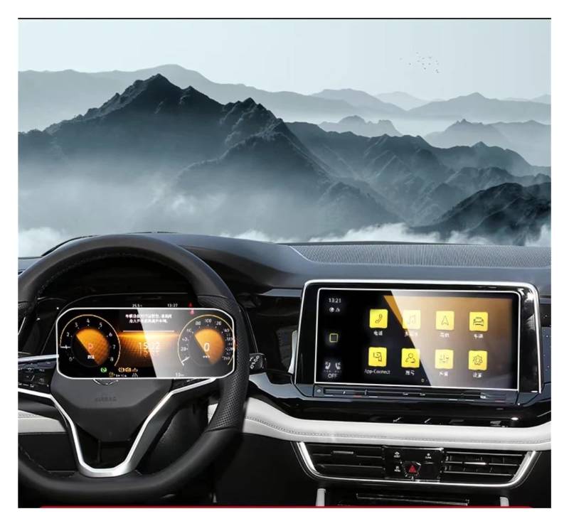 GPS Displayschutzfolie Für VW Für Teramont X 2021-2023 Auto LCD GPS Navigation Gehärtetem Glas Und Dashboard Screen Film Schutz Navigation Schutzfolie(Dashboard and GPS) von MESKEL