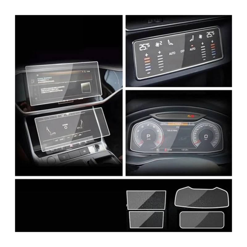 GPS Displayschutzfolie Gehärtetem Glas Film Für A6 Für A7 2019 2020 Auto GPS Navigation Screen Protector Auto Innen Bildschirm Schützen Zubehör Navigation Schutzfolie(1 Set.) von MESKEL