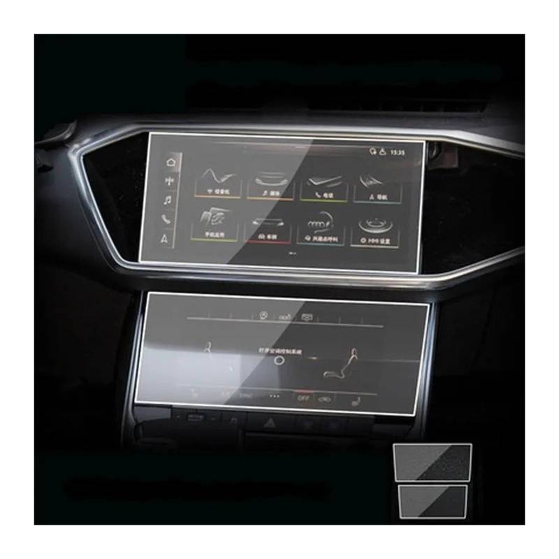 GPS Displayschutzfolie Gehärtetem Glas Film Für A6 Für A7 2019 2020 Auto GPS Navigation Screen Protector Auto Innen Bildschirm Schützen Zubehör Navigation Schutzfolie(Up and down) von MESKEL