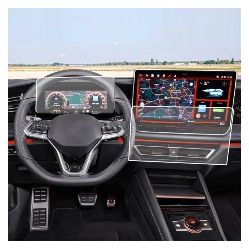 GPS Displayschutzfolie Gehärtetem Glas Screen Protector Für VW Für Tiguan 2024 Auto LCD GPS Navigation Dashboard Dispalyscreen Anti-Scratch-Film Navigation Schutzfolie von MESKEL