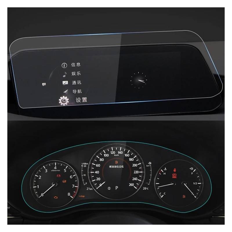 GPS Displayschutzfolie Gehärtetes Glas Auto Navigation Schutz Film Dashboard Monitor Bildschirm Aufkleber Für Mazda 3 BP Für CX-30 CX30 2019-2022 2023 2024 LHD Navigation Schutzfolie(GPS and Dashboard von MESKEL