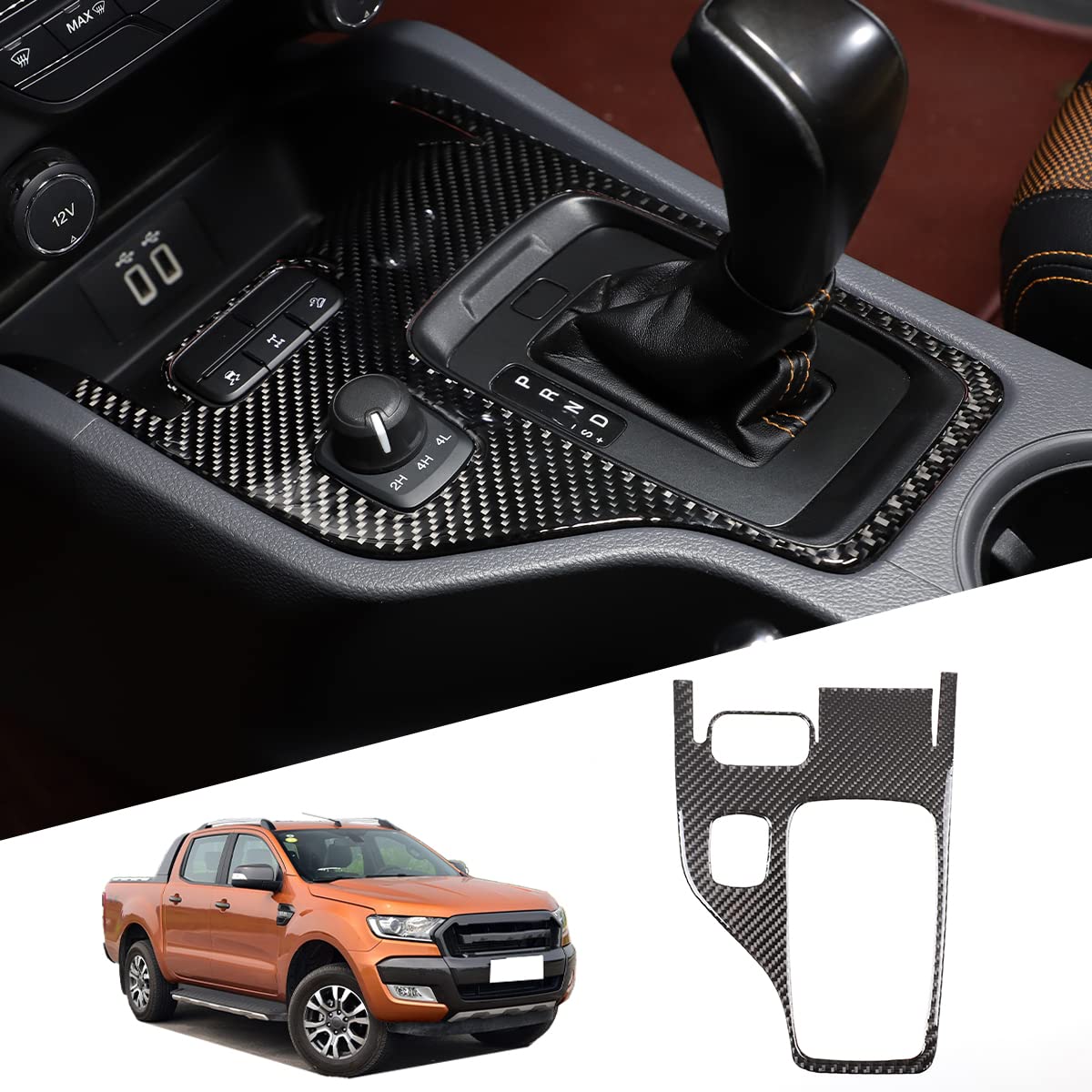 100% echte Kohlefaser-Auto-Mittelkonsole-Zahnrad-Zierleiste für 2015-2021 Ford Ranger Autozubehör von METYOUCAR