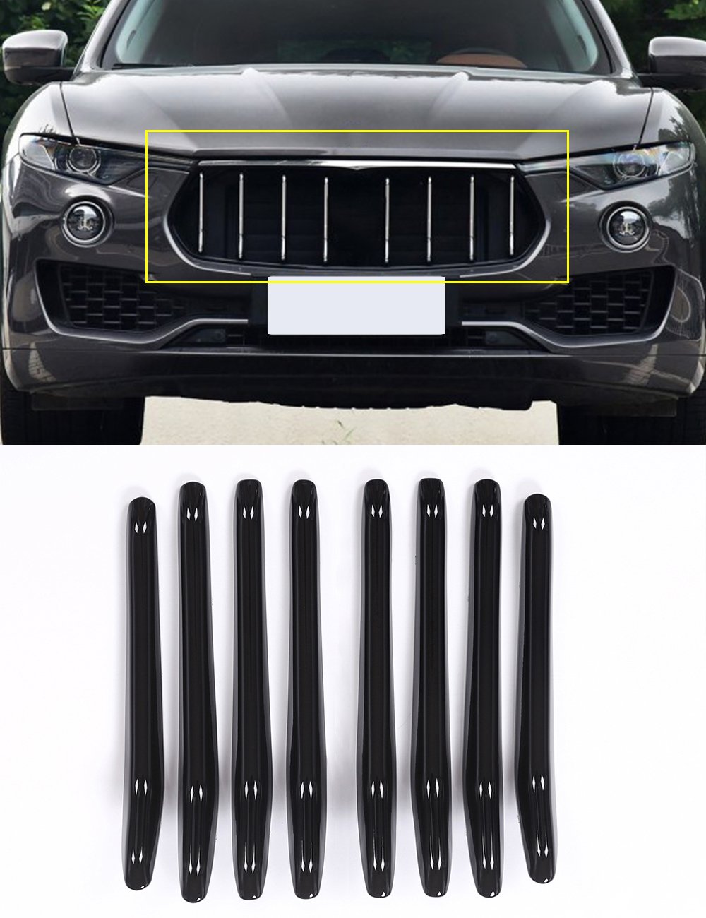 Glänzend ABS Kunststoff schwarz Front Grill Dekoration Streifen Cover Radkappen für Maserati Levante 2016 von METYOUCAR