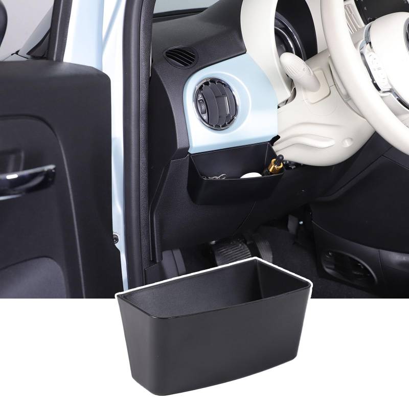 METYOUCAR Mittelkonsole Aufbewahrungsbox für Fiat 500 2010-2024 Fahrer linke Seite Münzbehälter Aufbewahrung Armaturenbrett Organizer Schlüsselkartenhalter Expander Box Autozubehör (Schwarz) von METYOUCAR