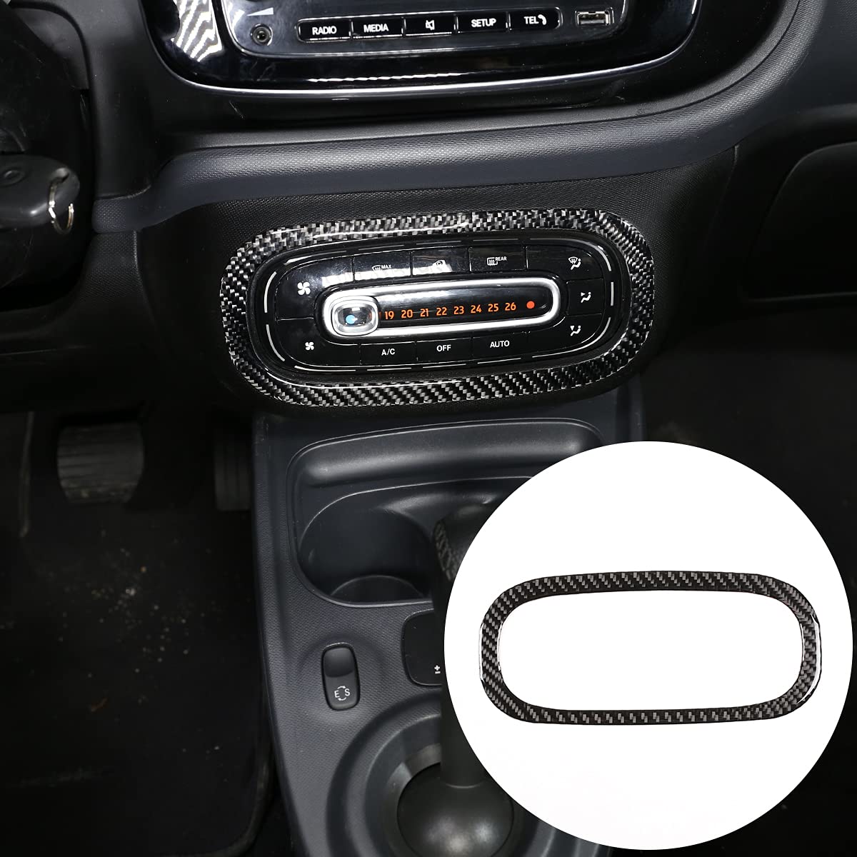 MTYOUCAR Auto-Klimaanlagen-Knopf, dekorativer Rahmen-Abdeckung, Aufkleber passend für Benz Smart 453 Fortwo Forfour 2016-2021 von METYOUCAR
