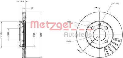 Metzger Bremsscheibe Vorderachse Belüftet [Hersteller-Nr. 6110015] für Seat, VW von METZGER