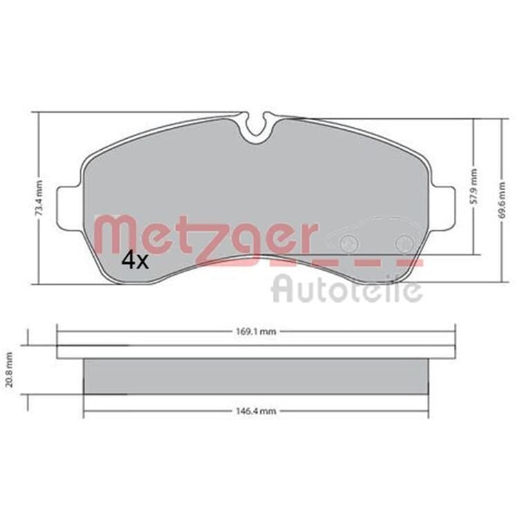 Metzger Bremsbel?ge vorne Mercedes Sprinter VW Crafter von METZGER