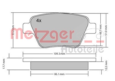 Metzger Bremsbeläge hinten (Satz) [Hersteller-Nr. 1170106] für Audi, Seat, Skoda, VW von METZGER