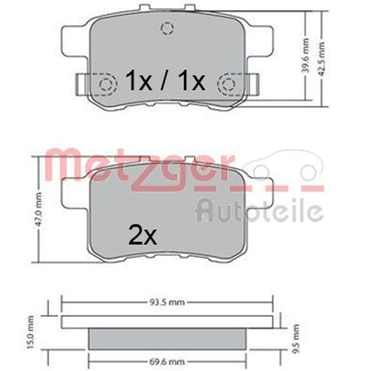 Metzger Bremsbel?ge hinten Honda Accord Metzger Bremsbel?ge hinten Honda Accord von METZGER