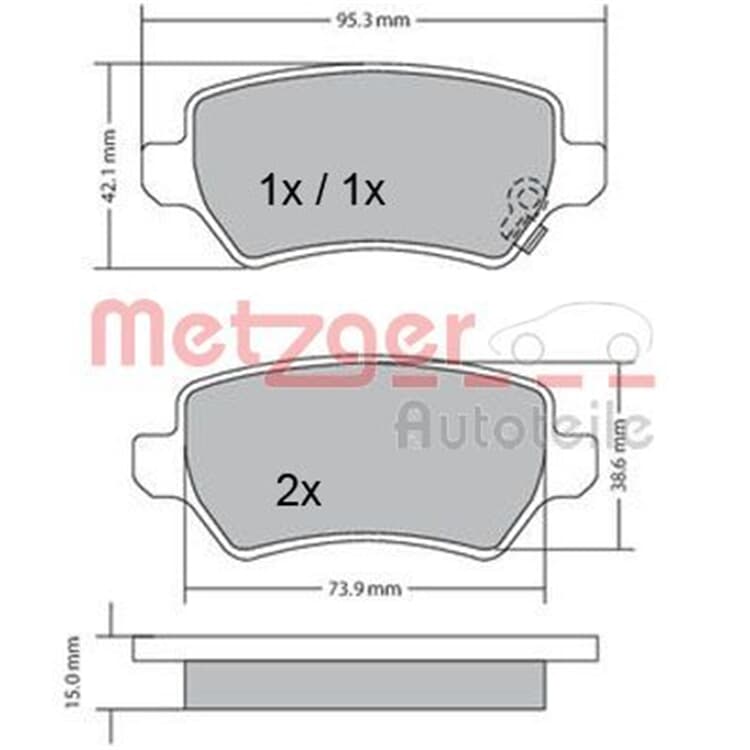 Metzger Bremsbel?ge hinten Kia Opel Metzger Bremsbel?ge hinten Kia Opel von METZGER