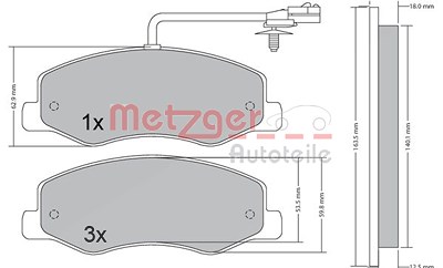 Metzger Bremsbeläge mit VWK hinten (Satz) [Hersteller-Nr. 1170595] für Nissan, Opel, Renault von METZGER