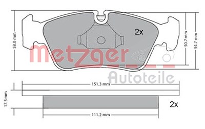 Metzger Bremsbeläge vorne (Satz) [Hersteller-Nr. 1170019] für Alpina, BMW von METZGER