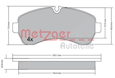 Metzger Bremsbeläge vorne (Satz) [Hersteller-Nr. 1170521] für Mercedes-Benz, VW von METZGER