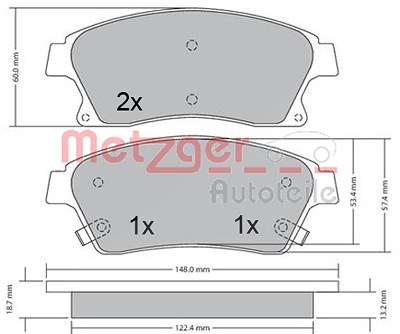 Metzger Bremsbeläge vorne (Satz) [Hersteller-Nr. 1170393] für Opel von METZGER