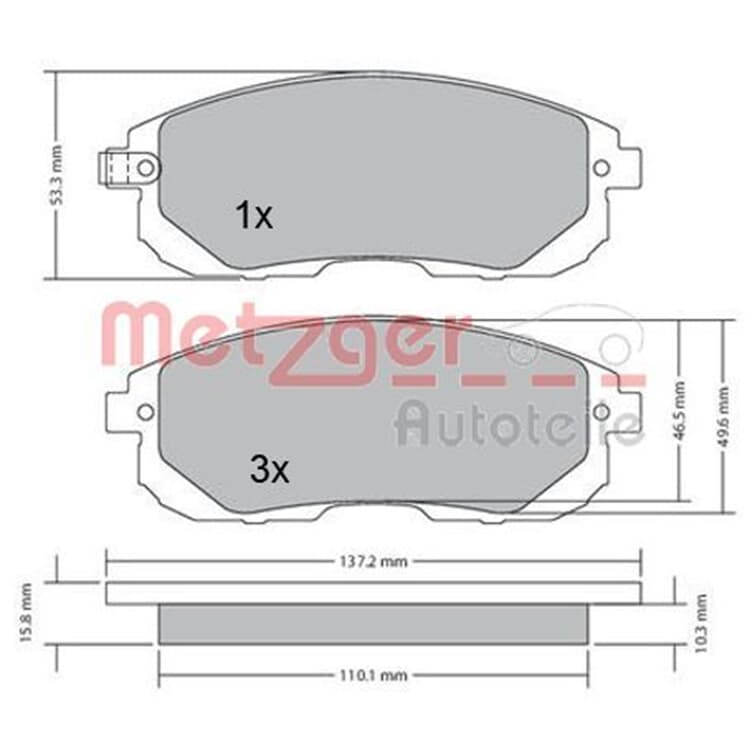 Metzger Bremsbel?ge vorne Fiat Sedici Nissan Cube Juke Teana Suzuki Sx4 von METZGER