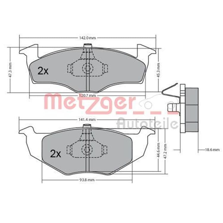 Metzger Bremsbel?ge vorne Seat Cordoba Ibiza Toledo VW Golf Polo Vento von METZGER