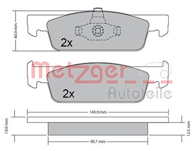 Metzger Bremsbeläge vorne (Satz) [Hersteller-Nr. 1170621] für Dacia, Renault, Smart von METZGER