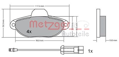 Metzger Bremsbelagsatz, Scheibenbremse [Hersteller-Nr. 1170147] für Fiat, Lancia, Zastava von METZGER