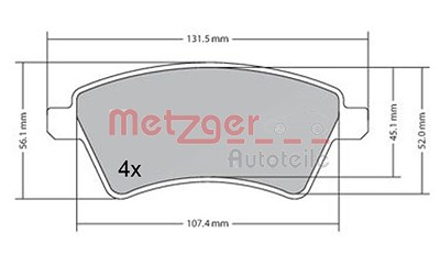 Metzger Bremsbelagsatz, Scheibenbremse [Hersteller-Nr. 1170442] für Fiat, Suzuki von METZGER
