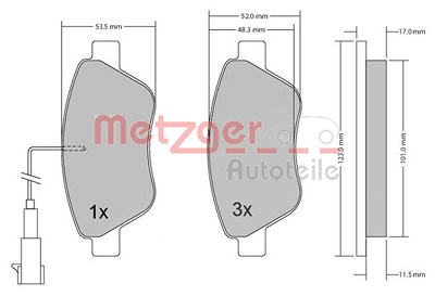 Metzger Bremsbelagsatz, Scheibenbremse [Hersteller-Nr. 1170102] für Alfa Romeo, Fiat, Lancia von METZGER