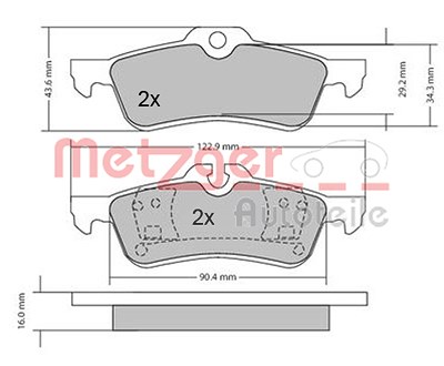 Metzger Bremsbelagsatz, Scheibenbremse [Hersteller-Nr. 1170154] für Mini von METZGER