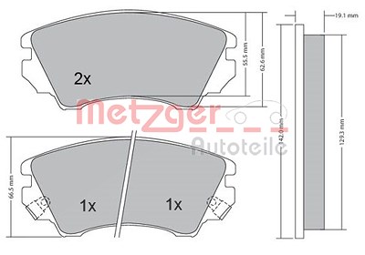 Metzger Bremsbelagsatz, Scheibenbremse [Hersteller-Nr. 1170221] für Chevrolet, Opel, Saab, Vauxhall von METZGER