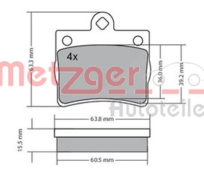 Metzger Bremsbelagsatz, Scheibenbremse [Hersteller-Nr. 1170239] für Mercedes-Benz von METZGER