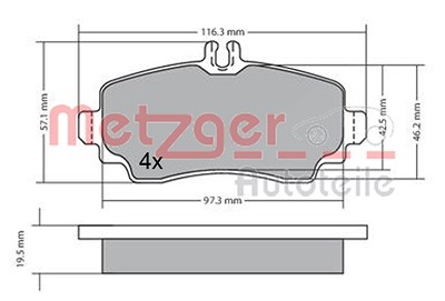 Metzger Bremsbelagsatz, Scheibenbremse [Hersteller-Nr. 1170353] für Mercedes-Benz von METZGER