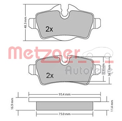 Metzger Bremsbelagsatz, Scheibenbremse [Hersteller-Nr. 1170201] für Mini von METZGER