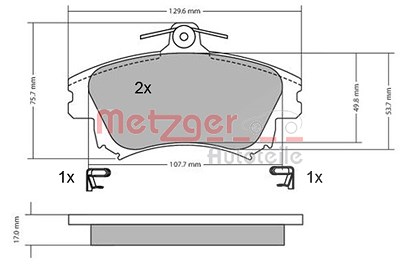 Metzger Bremsbelagsatz, Scheibenbremse [Hersteller-Nr. 1170032] für Mitsubishi, Smart, Volvo von METZGER