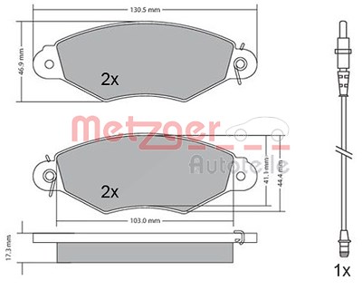 Metzger Bremsbelagsatz, Scheibenbremse [Hersteller-Nr. 1170115] für Nissan, Renault von METZGER