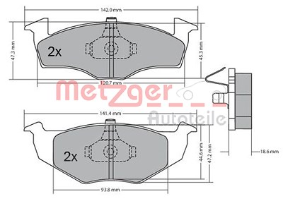 Metzger Bremsbelagsatz, Scheibenbremse [Hersteller-Nr. 1170217] für Seat, VW von METZGER