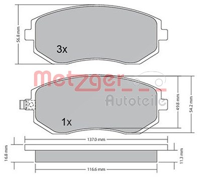 Metzger Bremsbelagsatz, Scheibenbremse [Hersteller-Nr. 1170275] für Subaru von METZGER