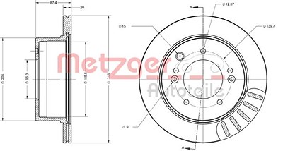 Metzger Bremsscheibe [Hersteller-Nr. 6110471] für Kia von METZGER