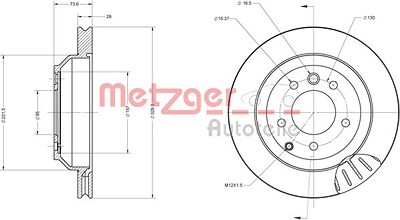 Metzger Bremsscheibe Hinterachse Belüftet [Hersteller-Nr. 6110434] für Audi, Porsche, VW von METZGER