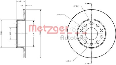 Metzger Bremsscheibe Hinterachse Voll [Hersteller-Nr. 6110030] für Audi, Seat, Skoda, VW von METZGER