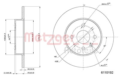 Metzger Bremsscheibe Hinterachse Voll [Hersteller-Nr. 6110192] für Opel von METZGER