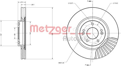 Metzger Bremsscheibe Vorderachse belüftet [Hersteller-Nr. 6110695] für Hyundai, Kia von METZGER