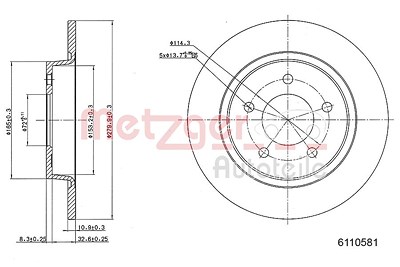 Metzger Bremsscheibe [Hersteller-Nr. 6110581] für Mazda von METZGER
