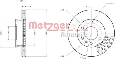 Metzger Bremsscheibe [Hersteller-Nr. 6110151] für Mercedes-Benz, VW von METZGER