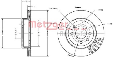Metzger Bremsscheibe [Hersteller-Nr. 6110245] für Opel, Subaru, Suzuki von METZGER