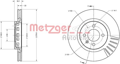 Metzger Bremsscheibe [Hersteller-Nr. 6110337] für Seat, VW von METZGER