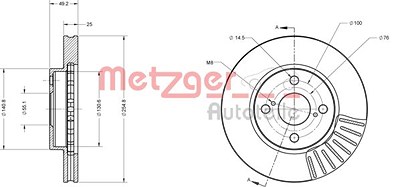 Metzger Bremsscheibe [Hersteller-Nr. 6110167] für Toyota von METZGER