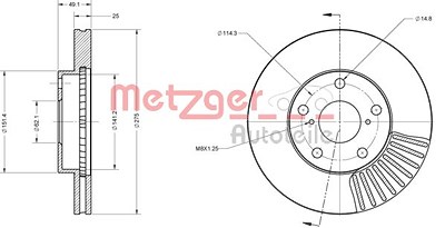 Metzger Bremsscheibe [Hersteller-Nr. 6110282] für Toyota von METZGER